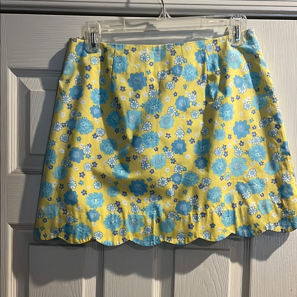 Lilly Pulitzer Yellow and Blue Ruffled Bubble Mini Skirt